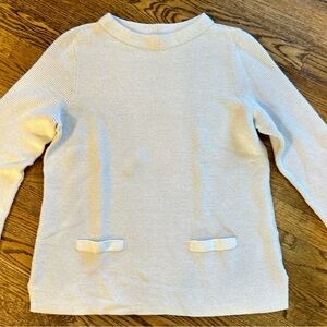 Talbots EUC Large Metallic Holiday Sparkle Glitter Ivory Cream Sweater Classic